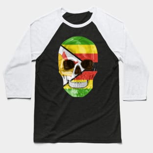 Zimbabwe Flag Skull - Gift for Zimbabwean With Roots From Zimbabwe Baseball T-Shirt